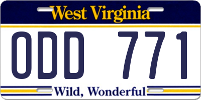 WV license plate ODD771