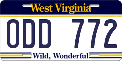 WV license plate ODD772