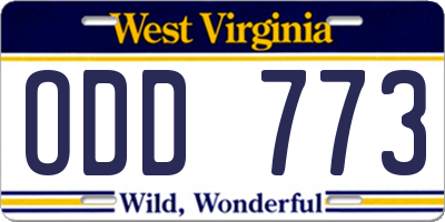 WV license plate ODD773