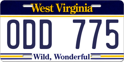 WV license plate ODD775