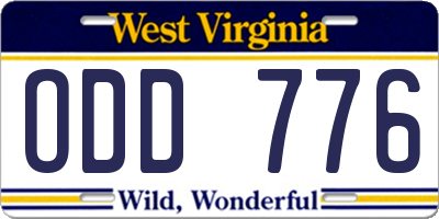 WV license plate ODD776