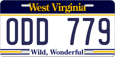 WV license plate ODD779