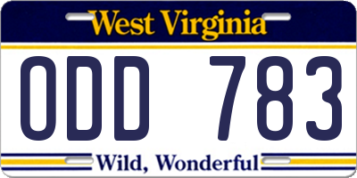 WV license plate ODD783