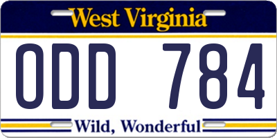 WV license plate ODD784