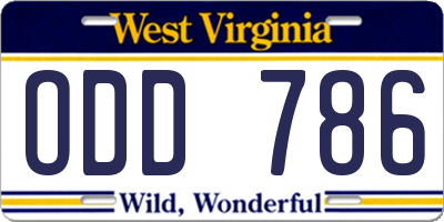 WV license plate ODD786