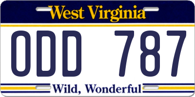WV license plate ODD787
