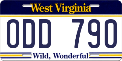 WV license plate ODD790