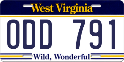 WV license plate ODD791