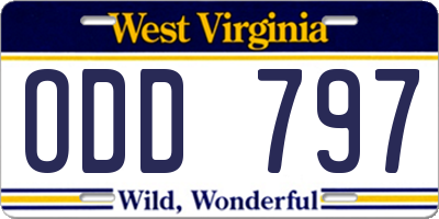 WV license plate ODD797