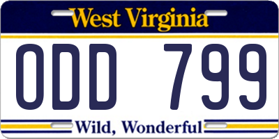 WV license plate ODD799