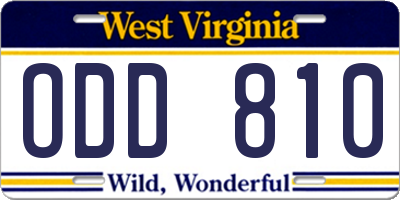 WV license plate ODD810