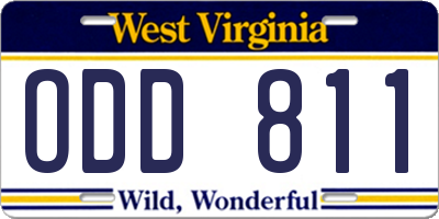 WV license plate ODD811