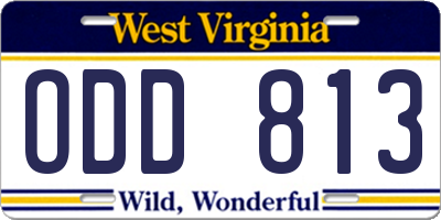 WV license plate ODD813