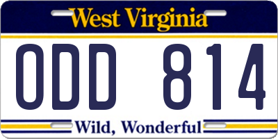 WV license plate ODD814