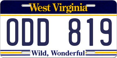 WV license plate ODD819
