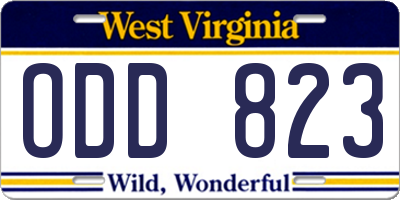 WV license plate ODD823