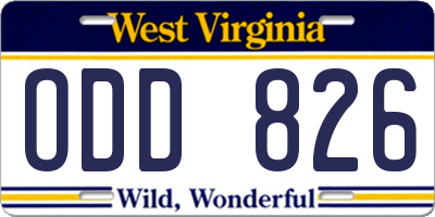 WV license plate ODD826