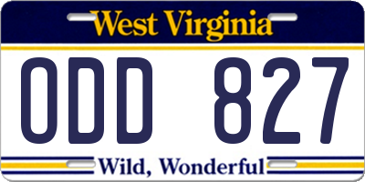 WV license plate ODD827