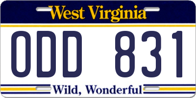 WV license plate ODD831