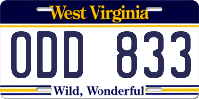 WV license plate ODD833
