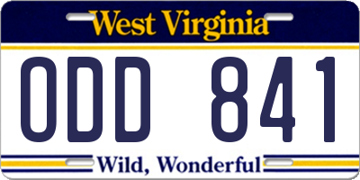 WV license plate ODD841