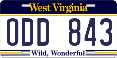 WV license plate ODD843