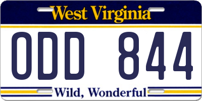 WV license plate ODD844