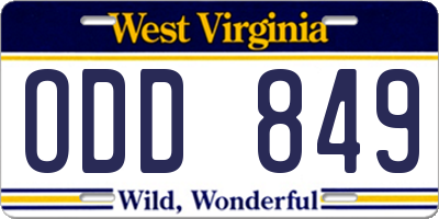 WV license plate ODD849