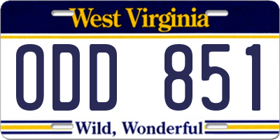 WV license plate ODD851