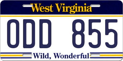 WV license plate ODD855
