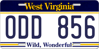 WV license plate ODD856
