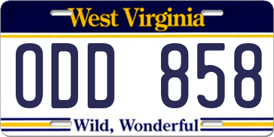 WV license plate ODD858