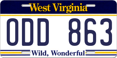 WV license plate ODD863