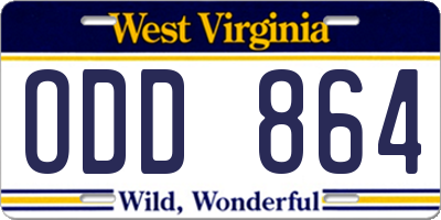 WV license plate ODD864