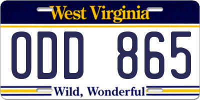 WV license plate ODD865