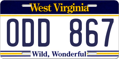 WV license plate ODD867
