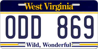 WV license plate ODD869