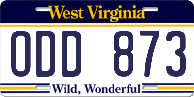 WV license plate ODD873