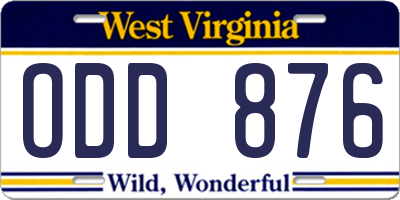 WV license plate ODD876