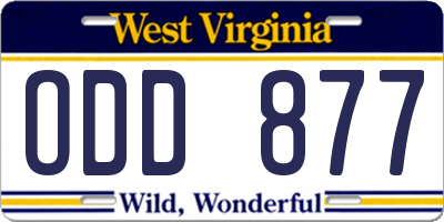WV license plate ODD877