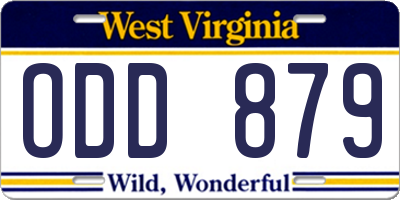 WV license plate ODD879