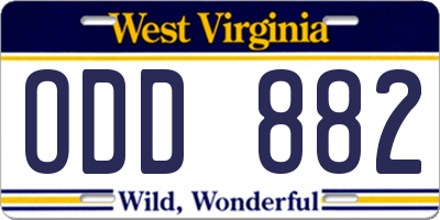 WV license plate ODD882