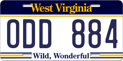 WV license plate ODD884