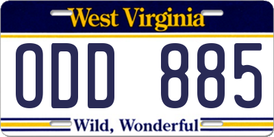 WV license plate ODD885