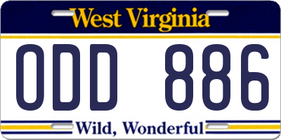 WV license plate ODD886