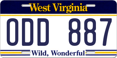 WV license plate ODD887