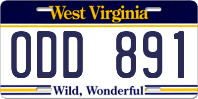WV license plate ODD891