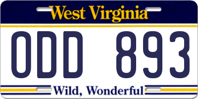 WV license plate ODD893