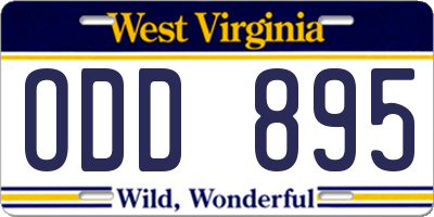WV license plate ODD895