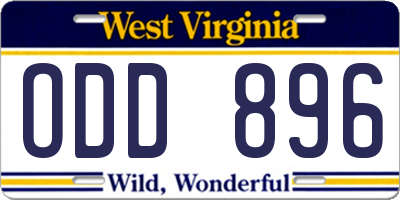 WV license plate ODD896